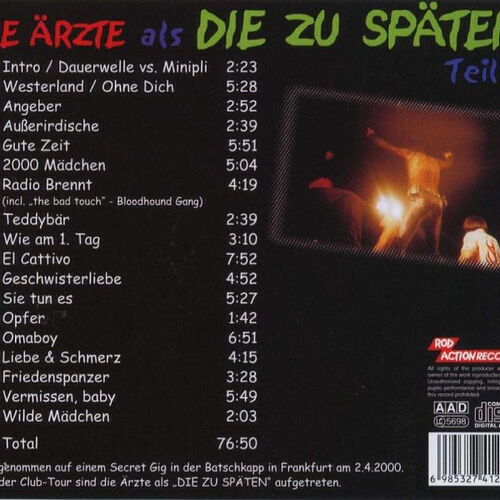 Die Ärzte - als Die Zu Späten Teil 1